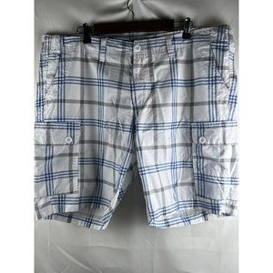 Men's Urban Pipeline Cargo Shorts Size 44 Blue and White Plaid
